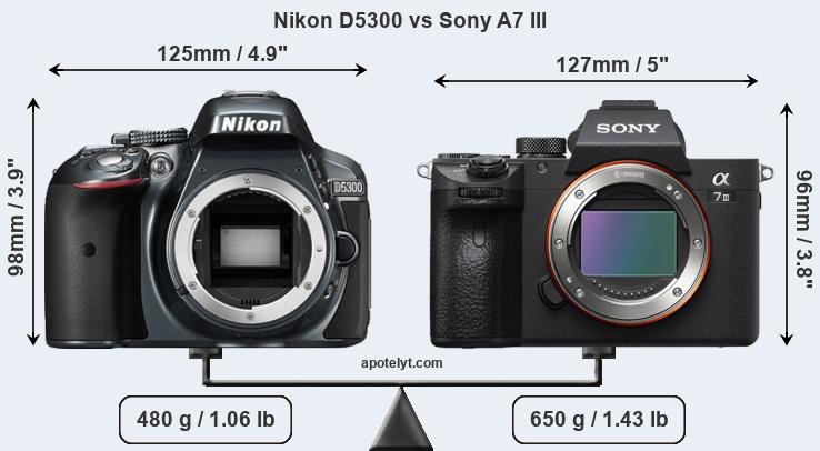 Size Nikon D5300 vs Sony A7 III