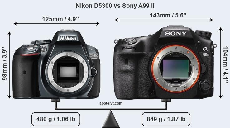 Size Nikon D5300 vs Sony A99 II