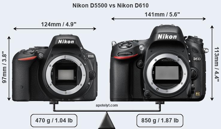 Size Nikon D5500 vs Nikon D610