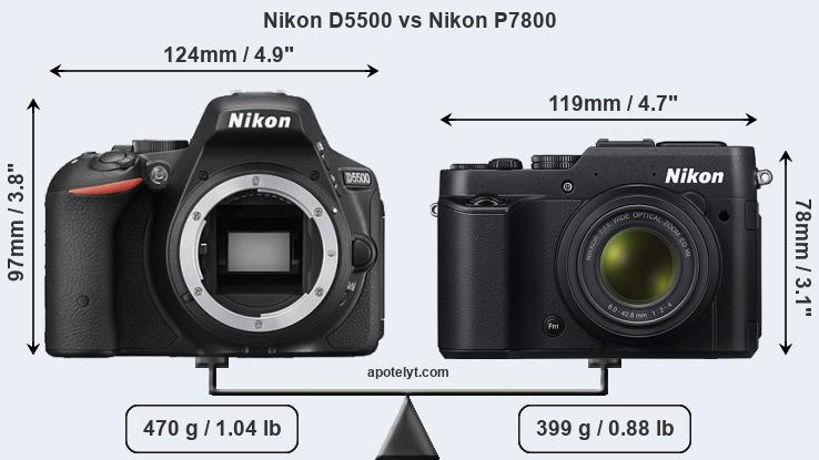 Size Nikon D5500 vs Nikon P7800
