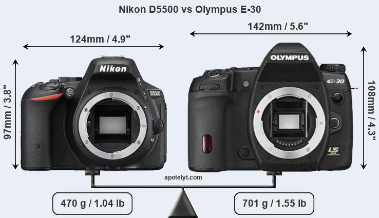 Size Nikon D5500 vs Olympus E-30