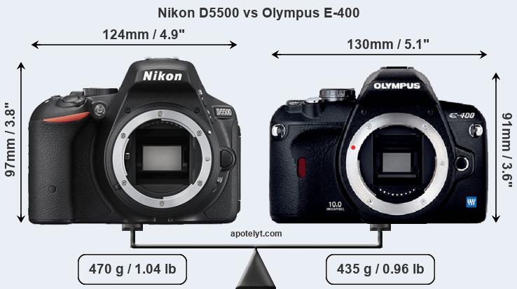 Size Nikon D5500 vs Olympus E-400