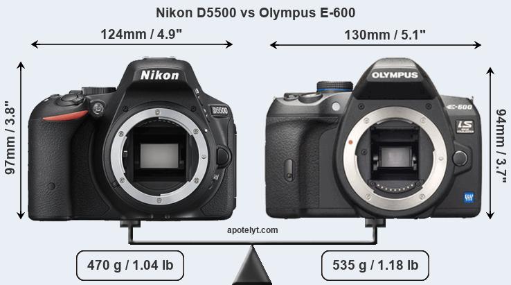 Size Nikon D5500 vs Olympus E-600