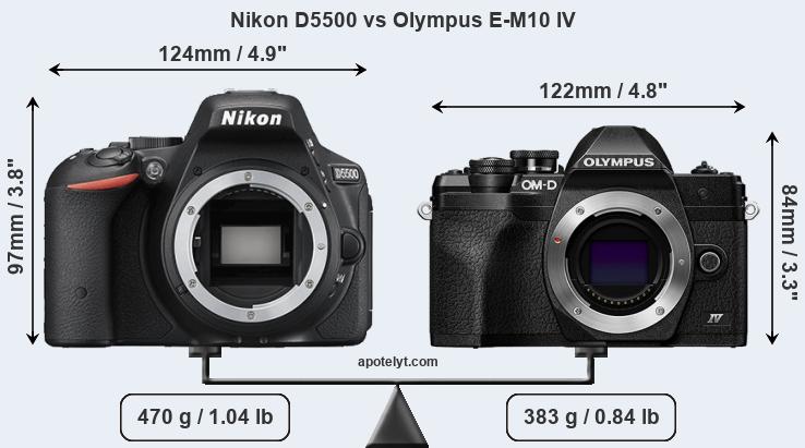Size Nikon D5500 vs Olympus E-M10 IV