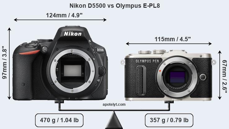 Size Nikon D5500 vs Olympus E-PL8