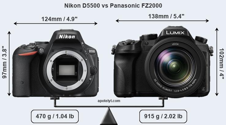 Size Nikon D5500 vs Panasonic FZ2000