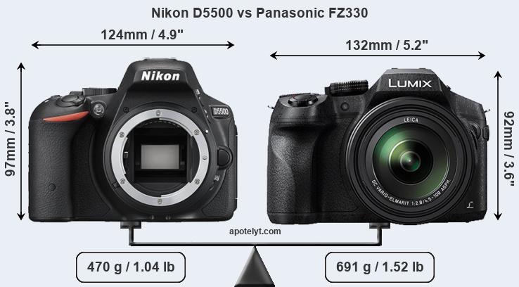 Size Nikon D5500 vs Panasonic FZ330