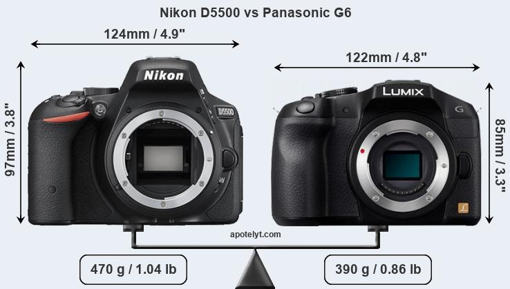 Size Nikon D5500 vs Panasonic G6
