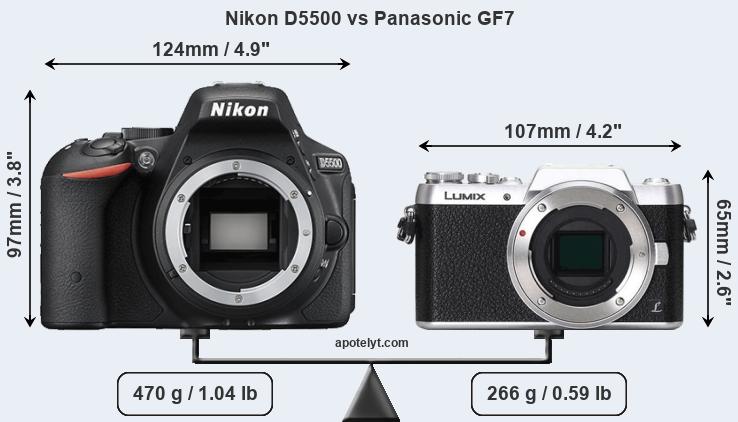 Size Nikon D5500 vs Panasonic GF7