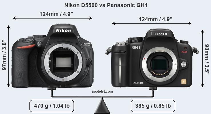 Size Nikon D5500 vs Panasonic GH1