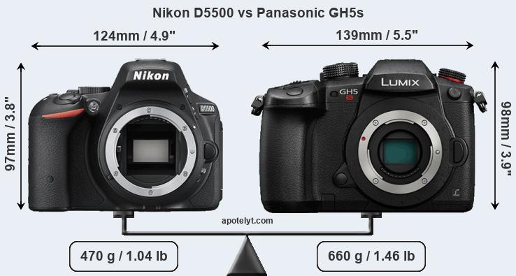 Size Nikon D5500 vs Panasonic GH5s