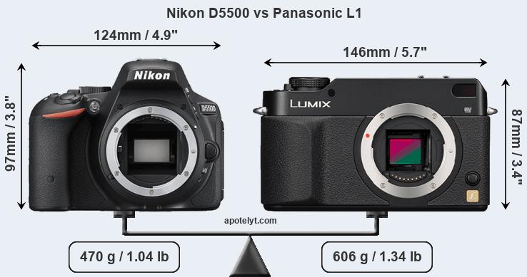 Size Nikon D5500 vs Panasonic L1