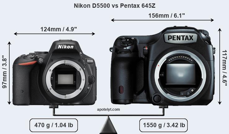 Size Nikon D5500 vs Pentax 645Z