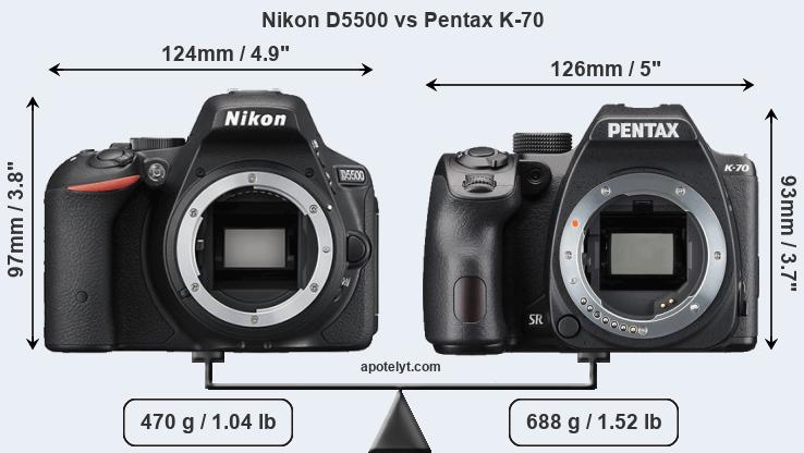 Size Nikon D5500 vs Pentax K-70