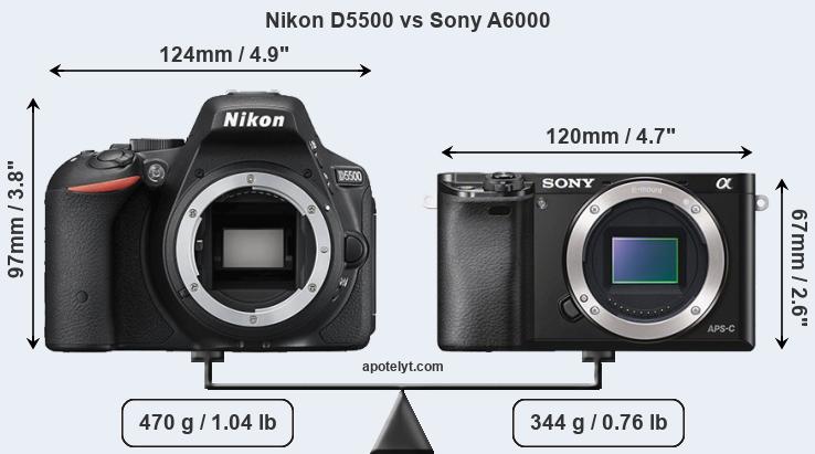 Size Nikon D5500 vs Sony A6000