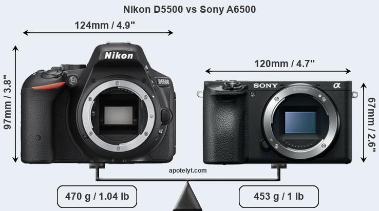 Size Nikon D5500 vs Sony A6500