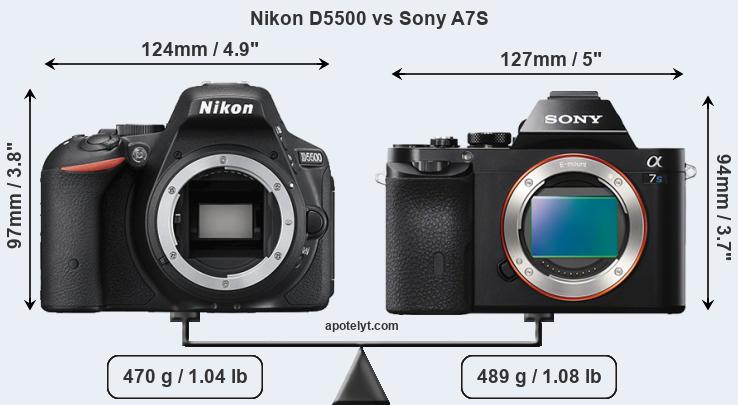 Size Nikon D5500 vs Sony A7S