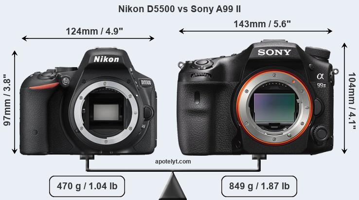 Size Nikon D5500 vs Sony A99 II