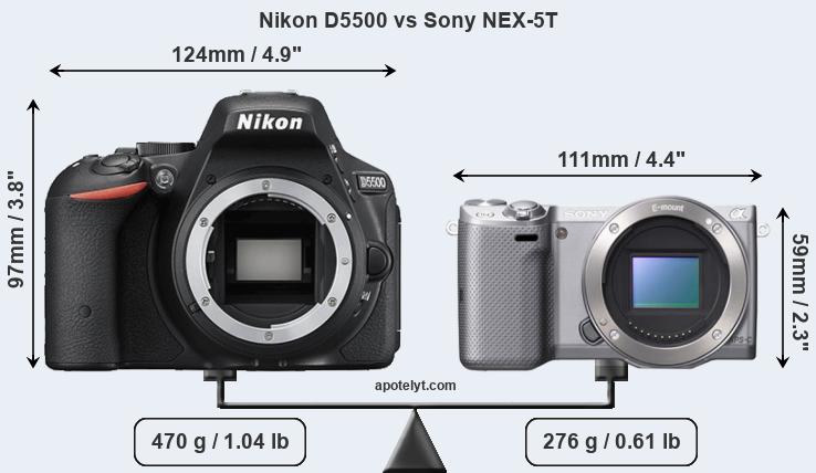 Size Nikon D5500 vs Sony NEX-5T