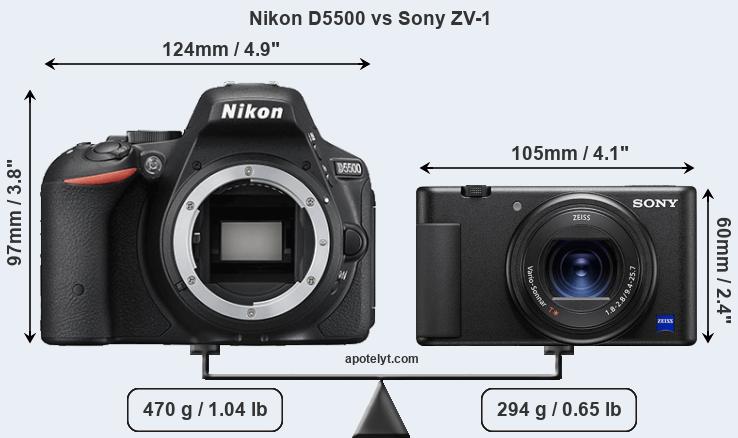 Size Nikon D5500 vs Sony ZV-1