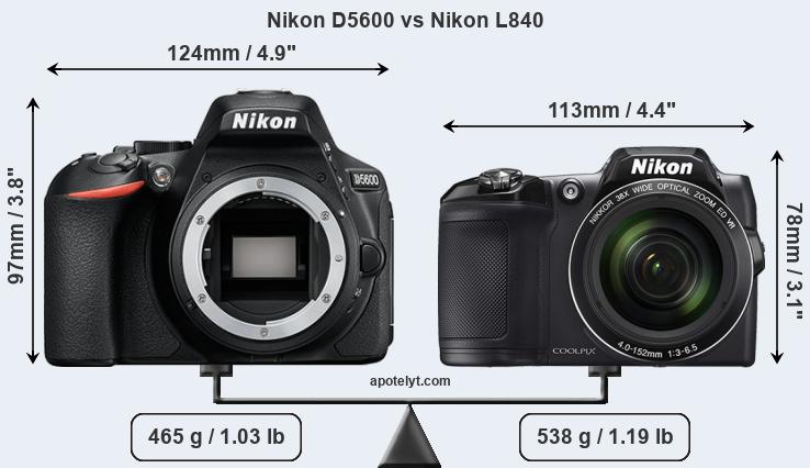 Size Nikon D5600 vs Nikon L840