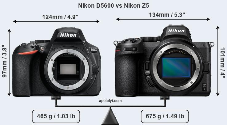 Size Nikon D5600 vs Nikon Z5