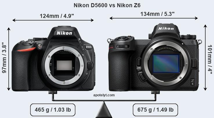 Size Nikon D5600 vs Nikon Z6