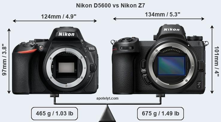 Size Nikon D5600 vs Nikon Z7