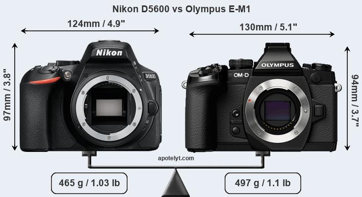 Size Nikon D5600 vs Olympus E-M1