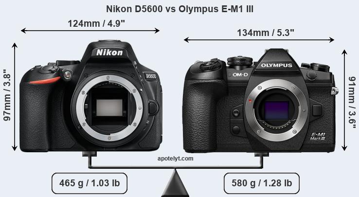 Size Nikon D5600 vs Olympus E-M1 III