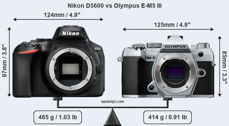 Size Nikon D5600 vs Olympus E-M5 III