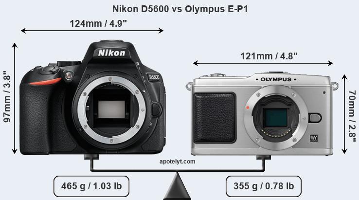 Size Nikon D5600 vs Olympus E-P1