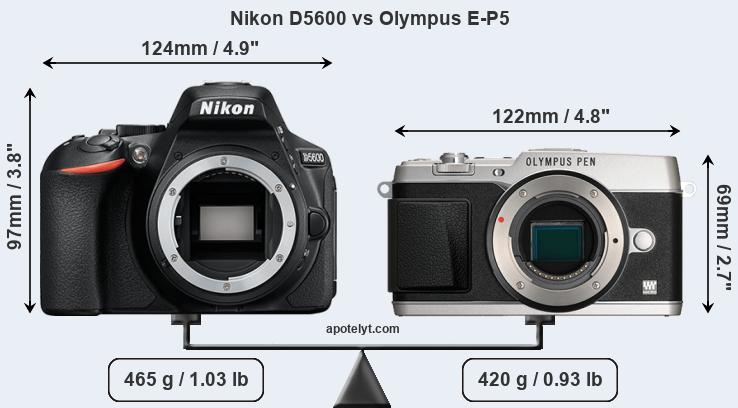 Size Nikon D5600 vs Olympus E-P5