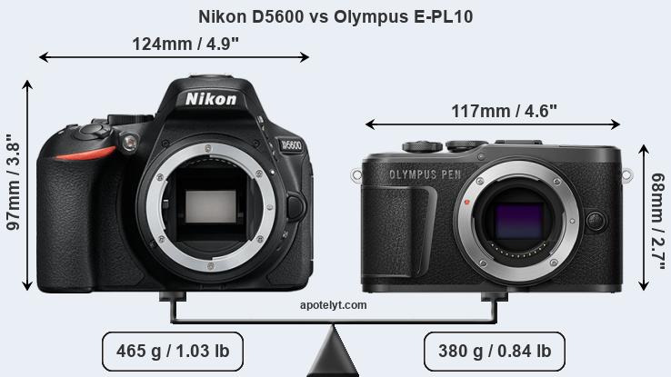Size Nikon D5600 vs Olympus E-PL10