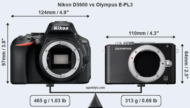 Size Nikon D5600 vs Olympus E-PL3