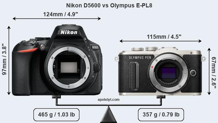Size Nikon D5600 vs Olympus E-PL8