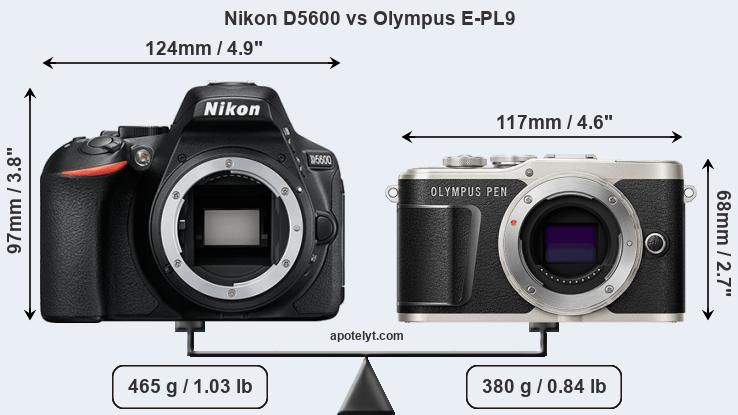 Size Nikon D5600 vs Olympus E-PL9