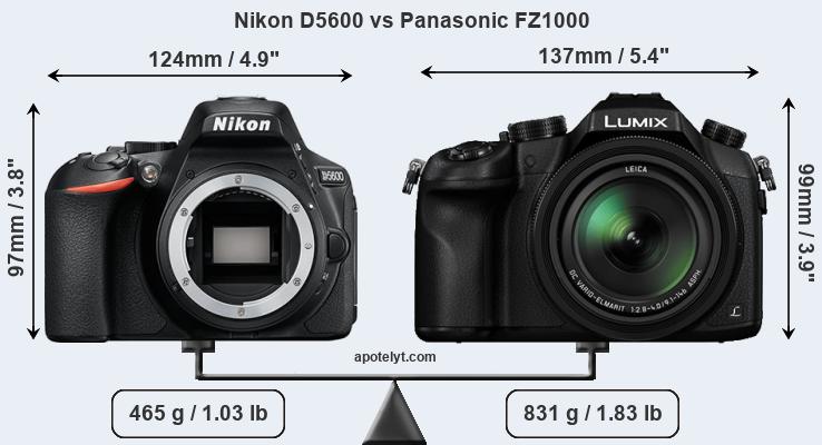 Size Nikon D5600 vs Panasonic FZ1000