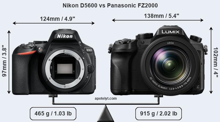 Size Nikon D5600 vs Panasonic FZ2000