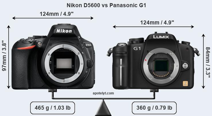 Size Nikon D5600 vs Panasonic G1