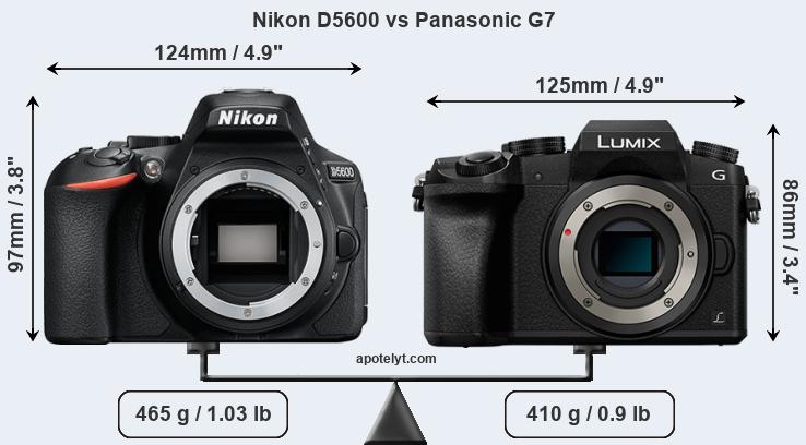 Size Nikon D5600 vs Panasonic G7