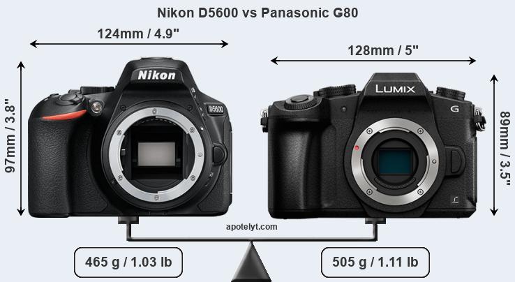 Size Nikon D5600 vs Panasonic G80