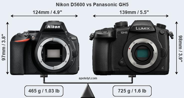 Size Nikon D5600 vs Panasonic GH5