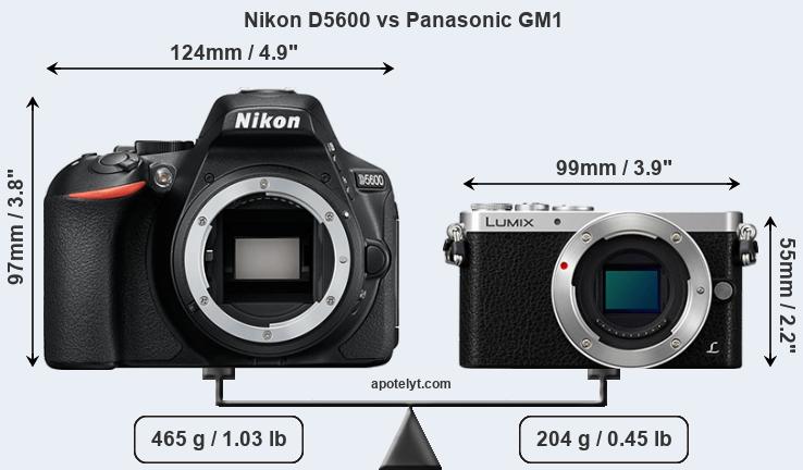 Size Nikon D5600 vs Panasonic GM1