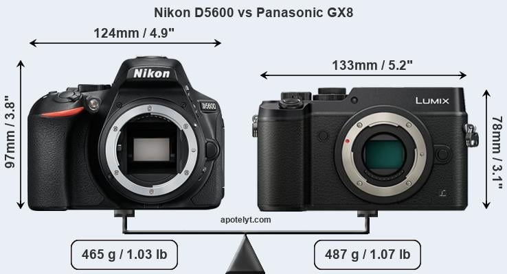 Size Nikon D5600 vs Panasonic GX8