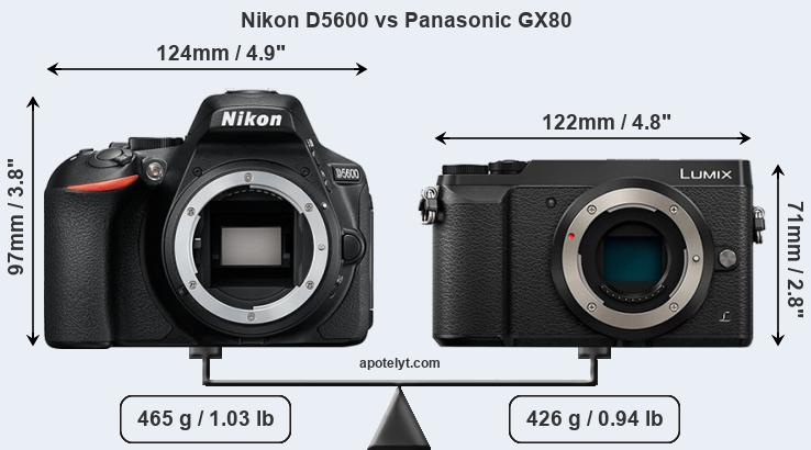 Size Nikon D5600 vs Panasonic GX80