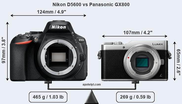 Size Nikon D5600 vs Panasonic GX800