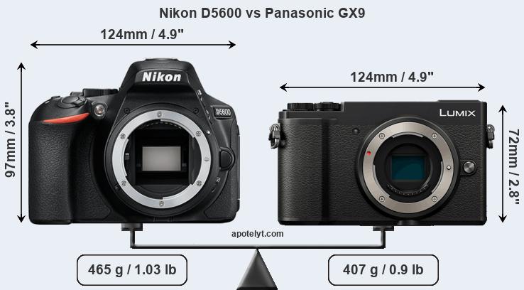 Size Nikon D5600 vs Panasonic GX9