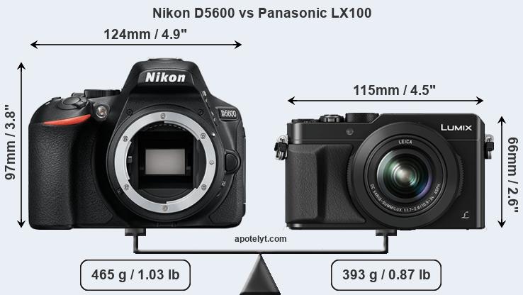 Size Nikon D5600 vs Panasonic LX100