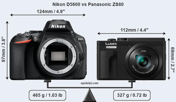 Size Nikon D5600 vs Panasonic ZS80